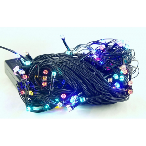 Гирлянда 200 светодиод (6 мм) разноцв. черн. шнур