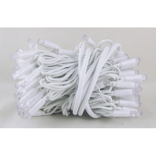 Гирлянда 100 ламп (8мм) светод. улич. белые (белый шнур) 8 реж. дорог.