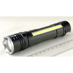 Фонарь светодиодный (1 мощ.+1 больш., акк.+  шнур microUSB) T6-26 zoom  