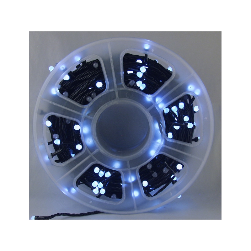 Гирлянда 50м (8мм) светод. белые (черный шнур) 8 реж. V8-50MW