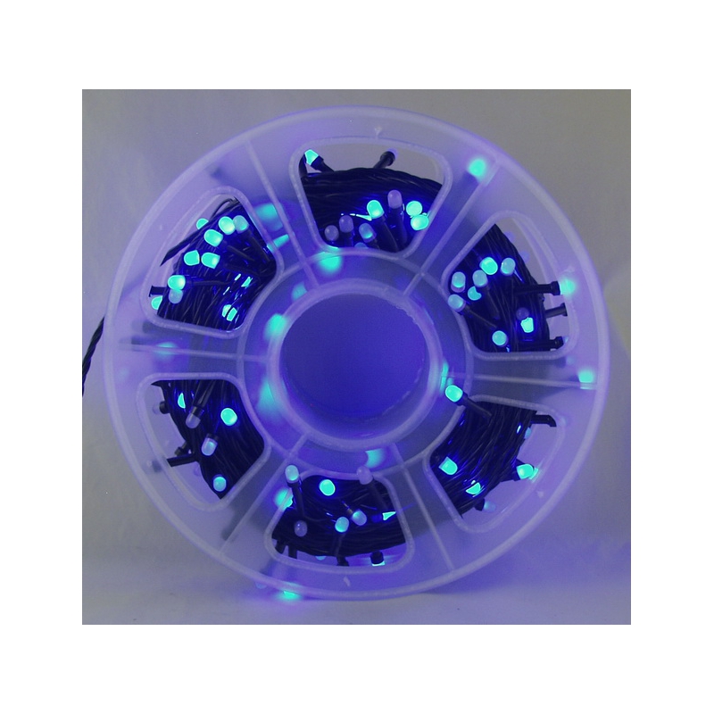 Гирлянда 50м (8мм) светод. голубые (черный шнур) 8 реж. V8-50MB