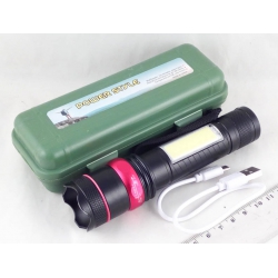 Фонарь светодиодный (1 мощ.+1 больш., акк.+  шнур microUSB) H-763(753)-U zoom 