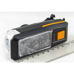 Фонарь для велосипеда YZ-791 (1 линза, шнур microUSB) с сигналом, солнечн. батарея