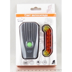 Фонарь для велосипеда YZ-1478 (1 больш.+ 5 красн/2 желт. задн.) шнур microUSB