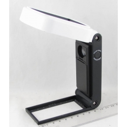 Лупа (55/85-10кратн.) на подставке 6+1 ламп + детект. TH-7018FX шнур microUSB/3AAA