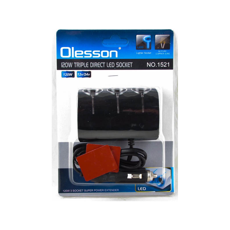 Разветвитель прикурив. (3 вых.) 1521 авто Olesson