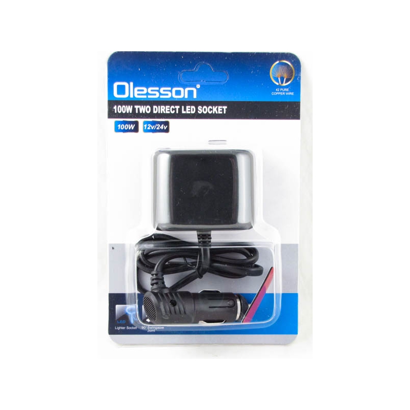 Разветвитель прикурив. (2 вых.) 1644 100W с пров. авто