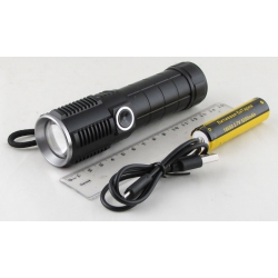 Фонарь светодиодный (1 мощ., акк.+ шнур microUSB H-878-P70 zoom 