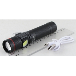 Фонарь светодиодный (1 мощ.+ 1 больш.+  шнур microUSB) H-860-T6 с магнитом, zoom 