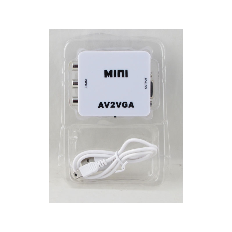 Переходник  AV2-VGA Mini 1080p (конвертер) белый ??