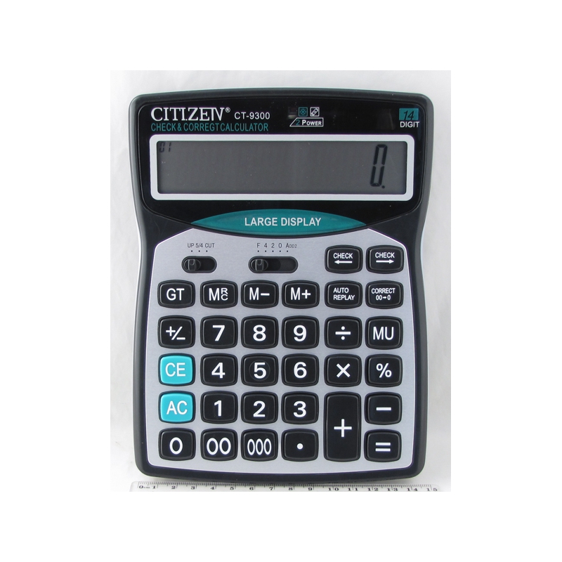 Калькулятор 9300 (CT-9300) 14 разр. больш. экран , CHECK, солнеч. батар.