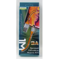 Шнур для SAMSUNG 1м R-35-V8 силиконовый оранжевый в короб.