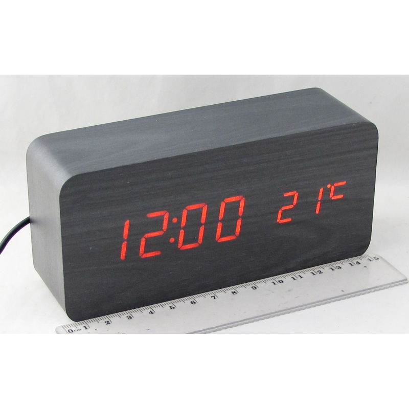 Часы-будильник электронные VST-862-1 (крас. циф.) черные