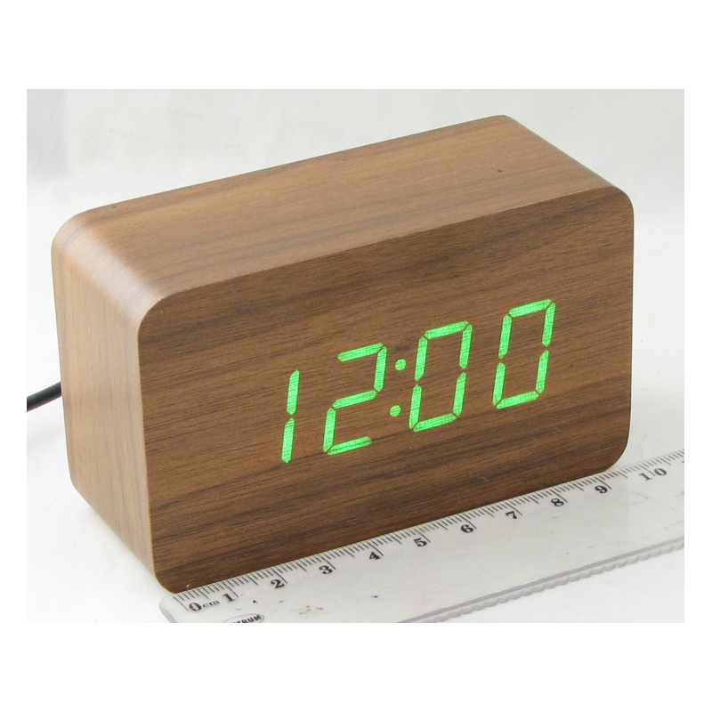 Часы-будильник электронные VST-863-4 (ярко-зелен. циф.) черные