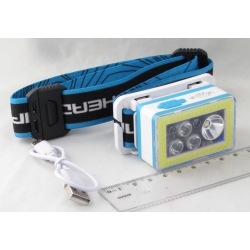 Фонарь головной (крас./зел./син. + 1ярк.+ 1больш. + шнур microUSB) HT-843 бесконтакт.