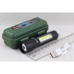 Фонарь светодиодный (1 мощ.+1 больш., акк.+  шнур microUSB) GL-511 KSK zoom пласт. коробка 