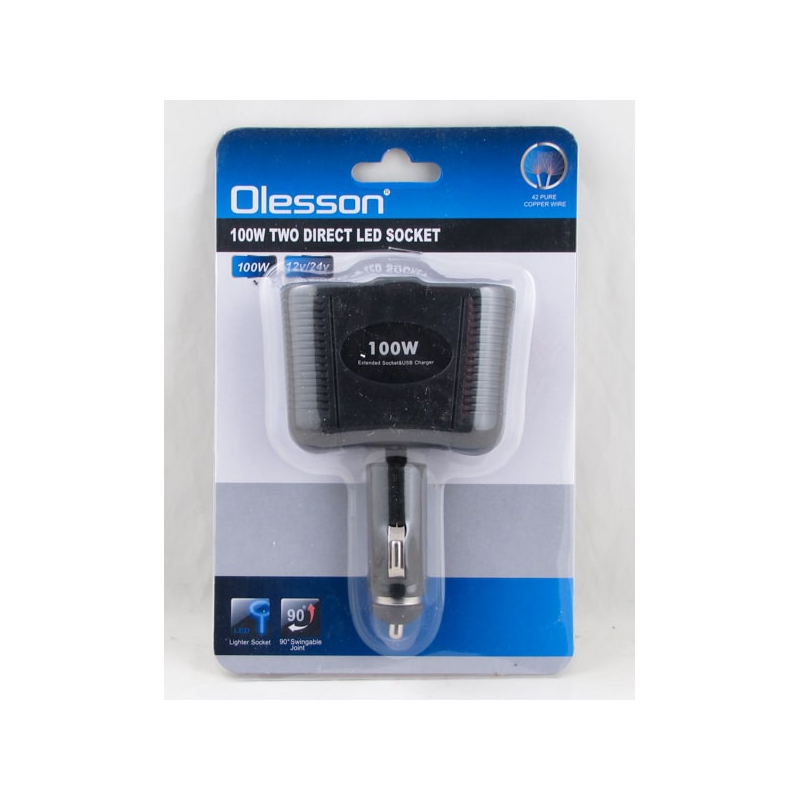 Разветвитель прикурив. (2 вых.+2USB) 1643 авто Olesson ??
