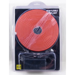 Светодиодная неоновая лента красная (с блоком питания) 5м блистер
