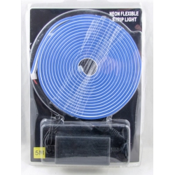 Светодиодная неоновая лента синяя (с блоком питания) 5м блистер