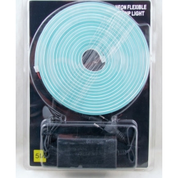 Светодиодная неоновая лента голубая (с блоком питания) 5м блистер
