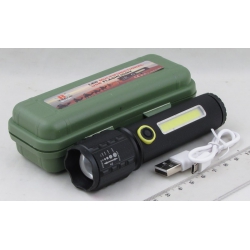 Фонарь светодиодный BL-C71-P50 (1 мощ.+1 больш., акк.+  шнур microUSB) zoom в пластик. коробке