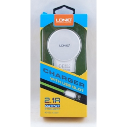 Сетевое зарядное устройство для IPHONE 5 2,1A A-2269-I5 1м, 2USB LDNIO