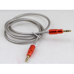 Шнур AUX (Джек 3,5 - Джек 3,5) 1м метал. M-299 красный