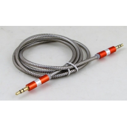 Шнур AUX (Джек 3,5 - Джек 3,5) 1м метал. M-301 красный
