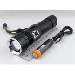 Фонарь светодиодный (1 мощ., акк.+ шнур TYPE-C HY-P604-P90 zoom 