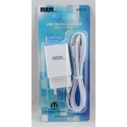 Сетевое зарядное устройство с кабелем SAMSUNG 1,2м 2,1A MR-21-V8 белое, 1USB