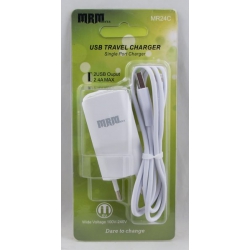Сетевое зарядное устройство с кабелем LIGHTNING 1,2м 2,4A MR-24-IP5 белое, 2USB