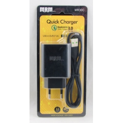 Сетевое зарядное устройство с кабелем LIGHTNING 1,2м 3,1A MR-30-IP5 черное, 1USB 3,0 быстр. зарядка