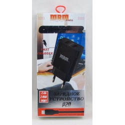 Сетевое зарядное устройство с кабелем LIGHTNING 1м 2,4A P-20-IP5 черное 2USB