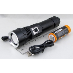 Фонарь светодиодный HYD-717-P90 (1 мощ., акк.26650 + шнур TYPE-C) zoom