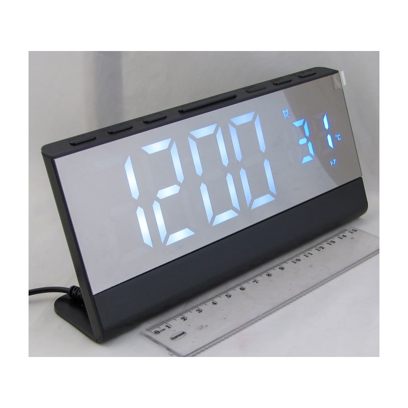 Часы-будильник электронные DS-3678L-6 (белые цифры)
