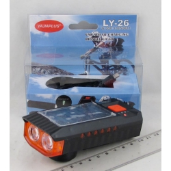 Фонарь для велосипеда BZ-1851 (2 лампы, мигалка, шнур microUSB, аккумулятор) солнеч. батар.