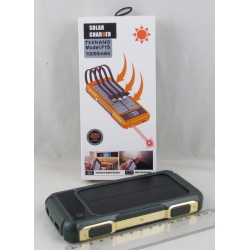 PowerBank 1USB F-1S зеленый 10000mAh TYPE-C/Micro/Lightning/USB с лазером, солнеч. батар.