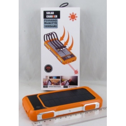PowerBank 1USB F-1S оранжевый 10000mAh TYPE-C/Micro/Lightning/USB с лазером, солнеч. батар.