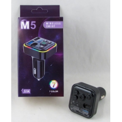 MP3 модулятор авто AQ-M5 с экр. 2USB QC 3,1A с подсветкой