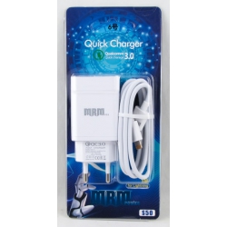 Сетевое зарядное устройство с кабелем LIGHTNING 3A S-50-IP белый 1USB QC3.0