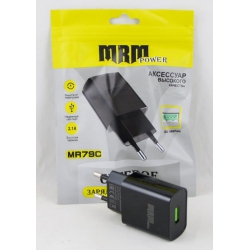 Сетевое зарядное устройство 5V 2,1A 1 USB MR-79C черный в пакете