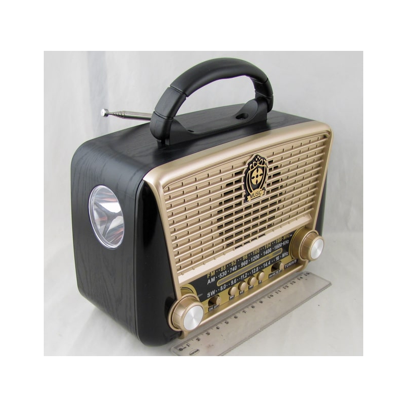 Радиоприёмник R-3166BT (FM/AM/SW) USB, SD, сетевой, встроен. аккум., фонарь, Bluetooth