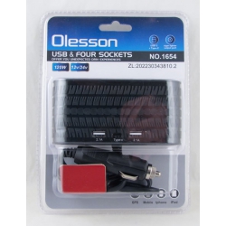 Разветвитель прикуривателя (4 вых.+ 2USB + 1TYPE-C) 1654 120W с проводом