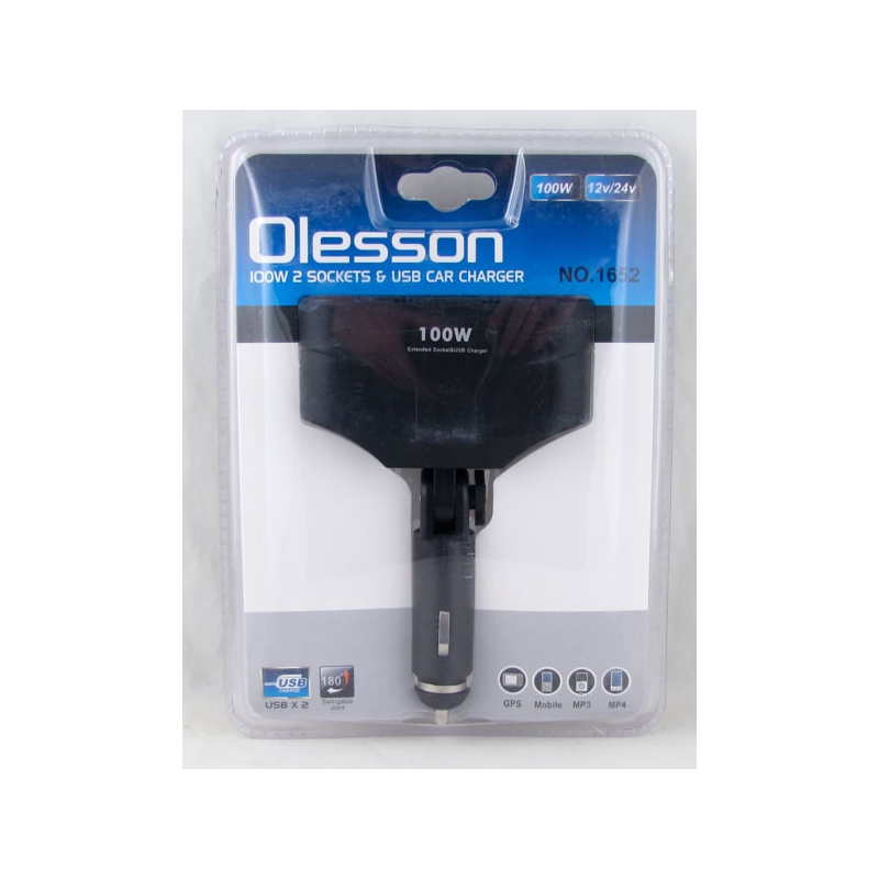 Разветвитель прикуривателя (2 вых.+2 USB) WF-1652 100W