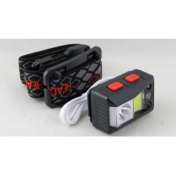 Фонарь головной HT-941 (1 ярк.+ теплый бел., мигалка красн., аккум.+ шнур TYPE-C) бесконтактный