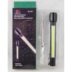 Фонарь светодиодный BL-507 (1 мощ.+1 больш., акк.+  шнур microUSB) zoom
