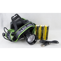 Фонарь головной HT-221-TG (1 ярк.,3 акк.+ шнур microUSB) zoom ??