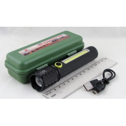 Фонарь светодиодный BL-C72-P50 (1 мощ.+1 больш., акк.+  шнур microUSB) zoom в пластик. коробке