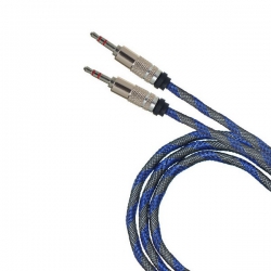 Шнур AUX (Джек 3,5 - Джек 3,5) 1м JD-333 тканевый синий