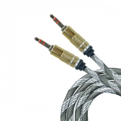 Шнур AUX (Джек 3,5 - Джек 3,5) 1м JD-333 тканевый белый